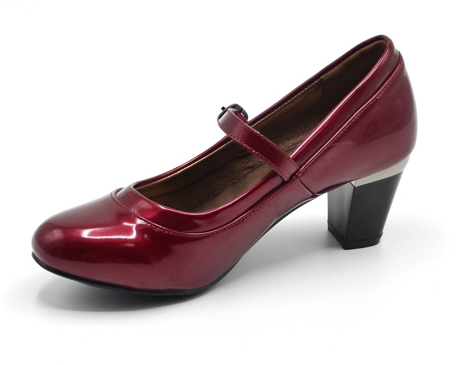 TTP High Gloss Ladies Court Heel with buckle Strap