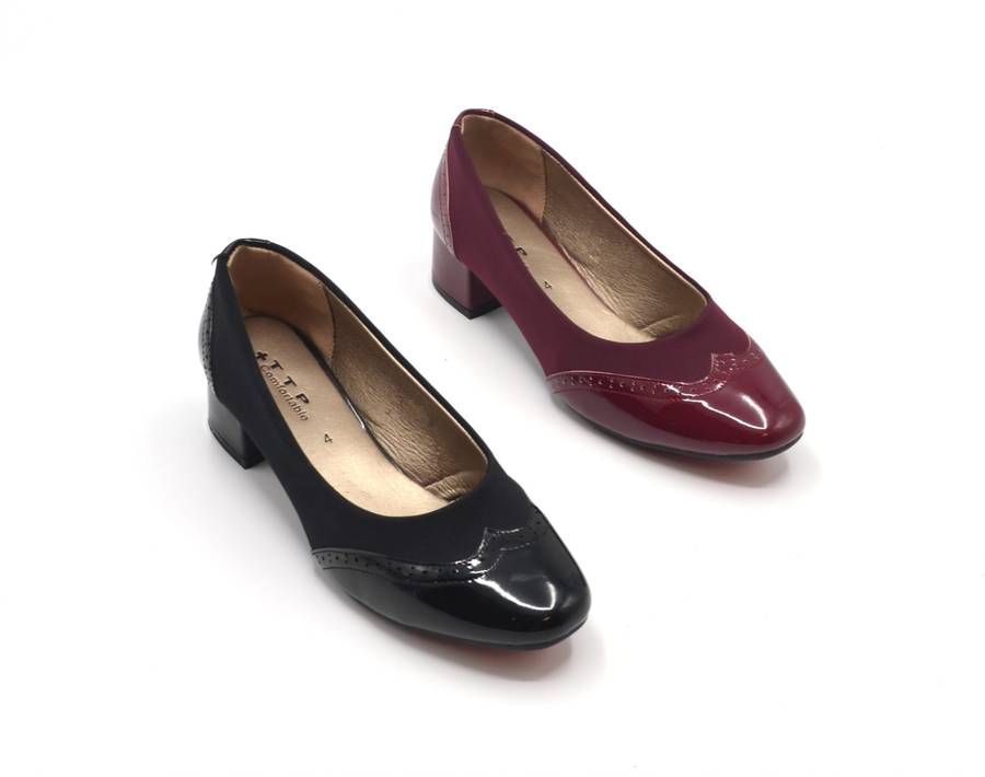 TTP Ladies Glossy Brogue Court Heel