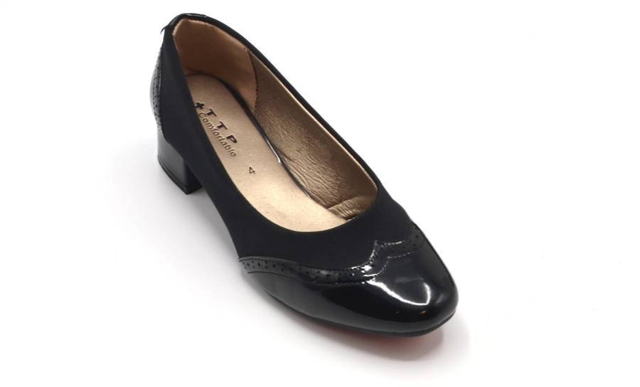 TTP Ladies Glossy Brogue Court Heel