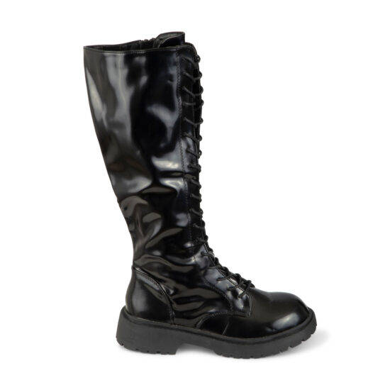 TTP Ladies Fashion Chunk Sole Lace-up Knee High Boot XB8307