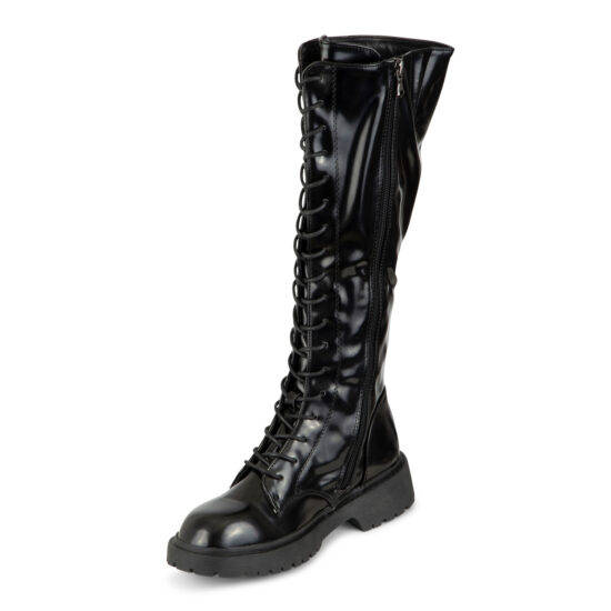 TTP Ladies Fashion Chunk Sole Lace-up Knee High Boot XB8307