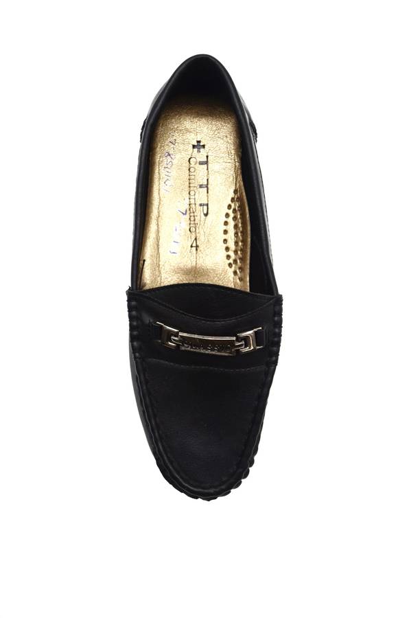 TTP Women's Moccasin with Metal Buckle Decor on Vamp