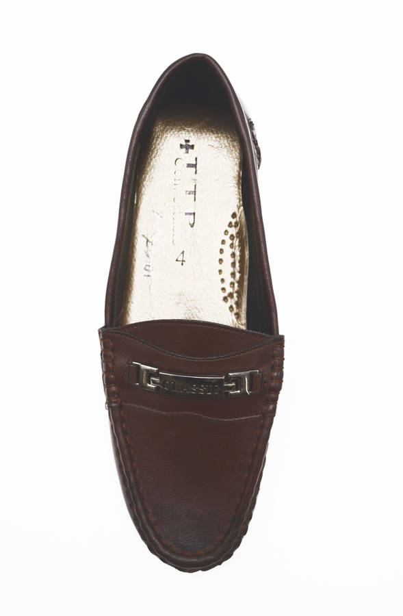 TTP Women's Moccasin with Metal Buckle Decor on Vamp