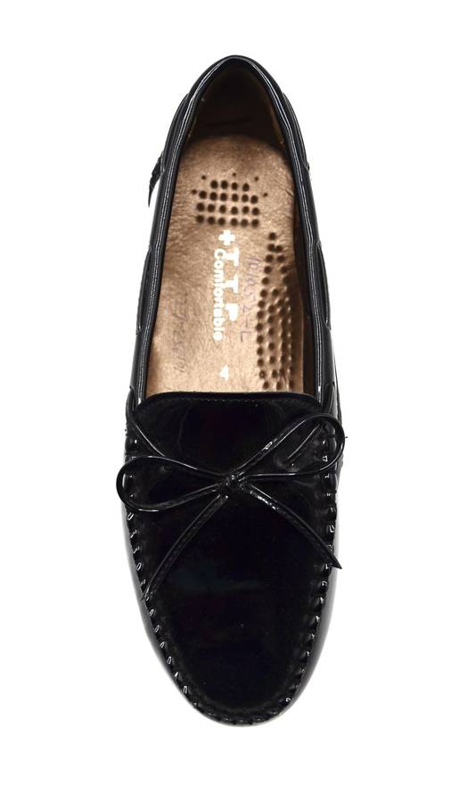 TTP Women's High Gloss Moccasin with Bow Decor on Vamp 101052-LL