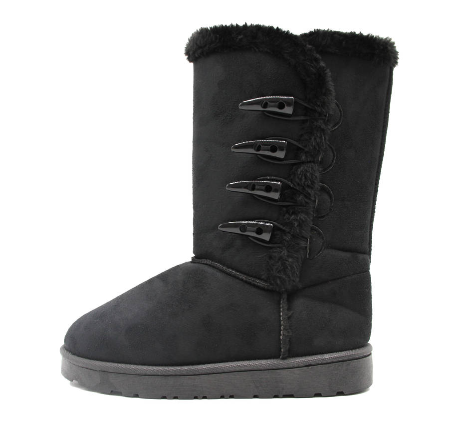 TTP Women's Suede Four Button Mid-Calf Polar Boots