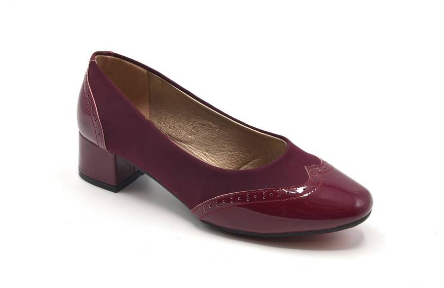 TTP Ladies Glossy Brogue Court Heel