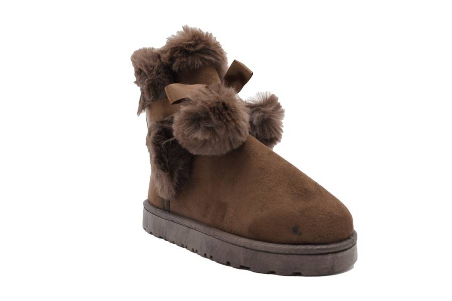 TTP Women's Suede Ankle Polar Boots with Ribbon Decor