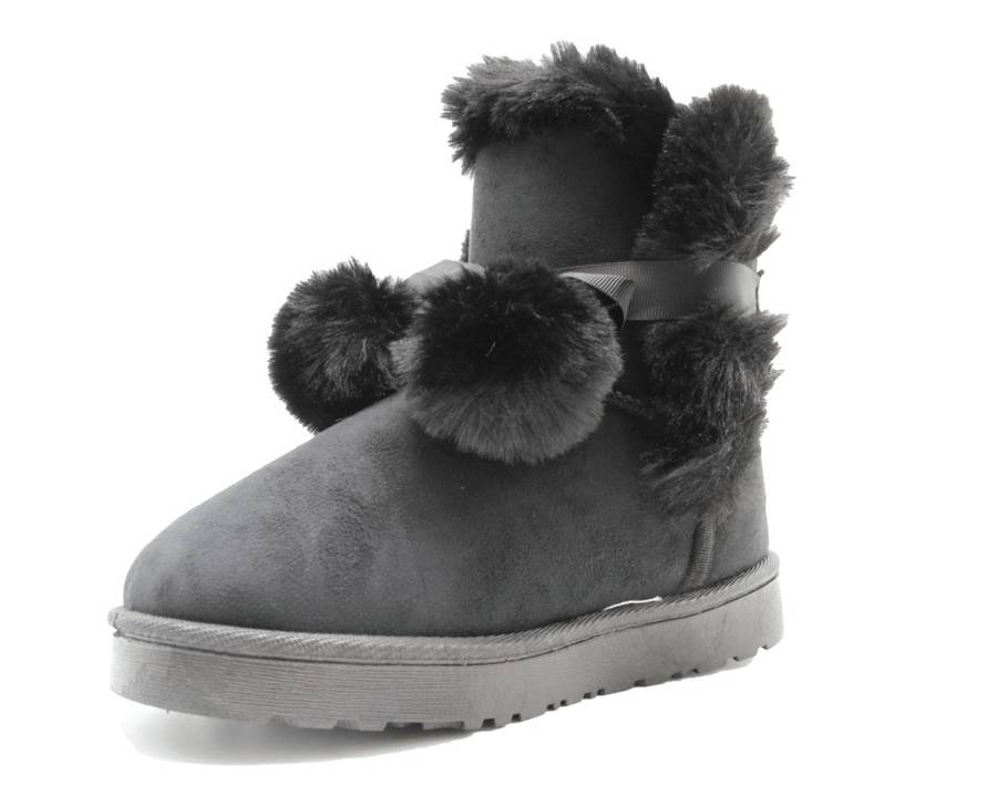 TTP Women's Suede Ankle Polar Boots with Ribbon Decor
