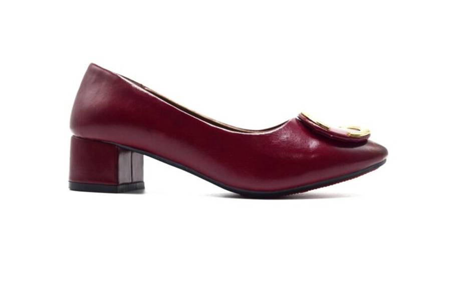 TTP Ladies Block Heel Court Shoe with Subtle Decor