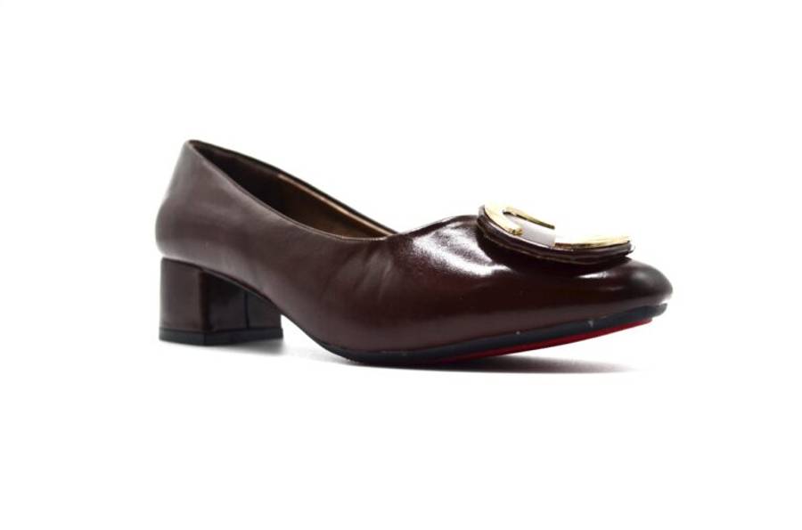 TTP Ladies Block Heel Court Shoe with Subtle Decor