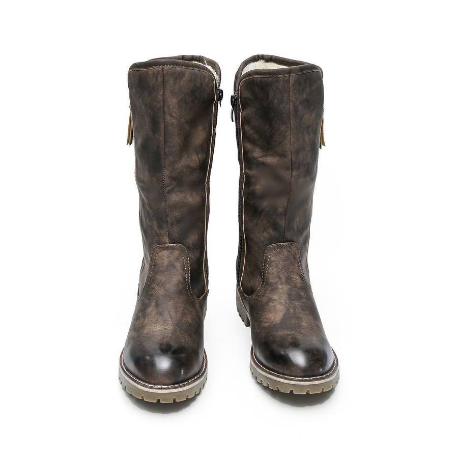 TTP Trendy Dual Side Zipper Mid Calf Boot with Fur Lining XB8226