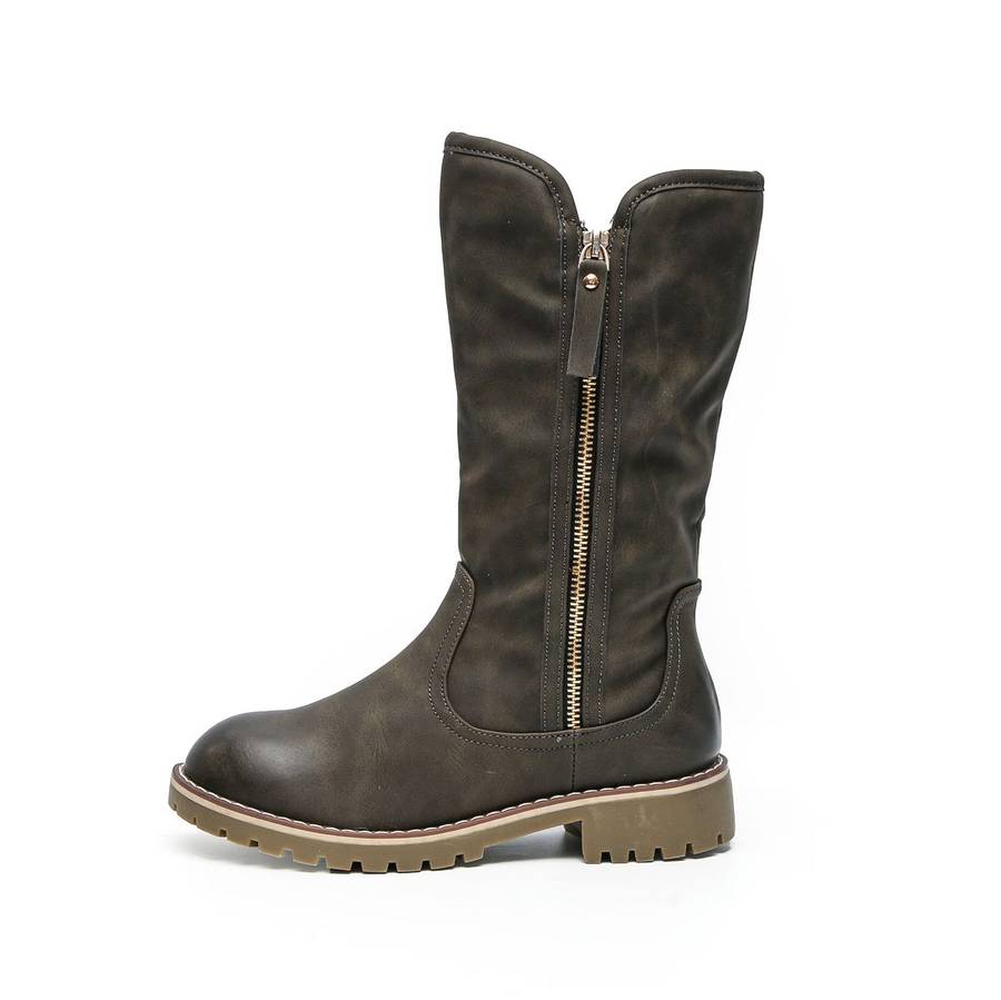 TTP Trendy Dual Side Zipper Mid Calf Boot with Fur Lining XB8226