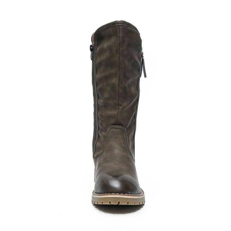 TTP Trendy Dual Side Zipper Mid Calf Boot with Fur Lining XB8226