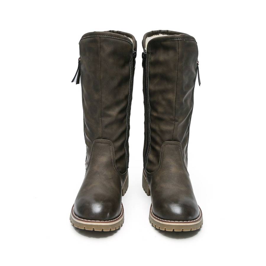 TTP Trendy Dual Side Zipper Mid Calf Boot with Fur Lining XB8226