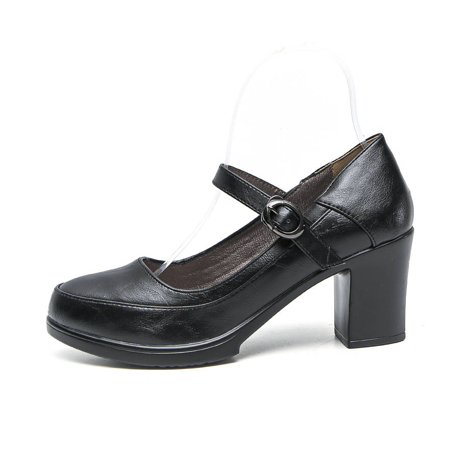 TTP Fashion Platform Block Heel Courts with Ankle Strap XBK3503