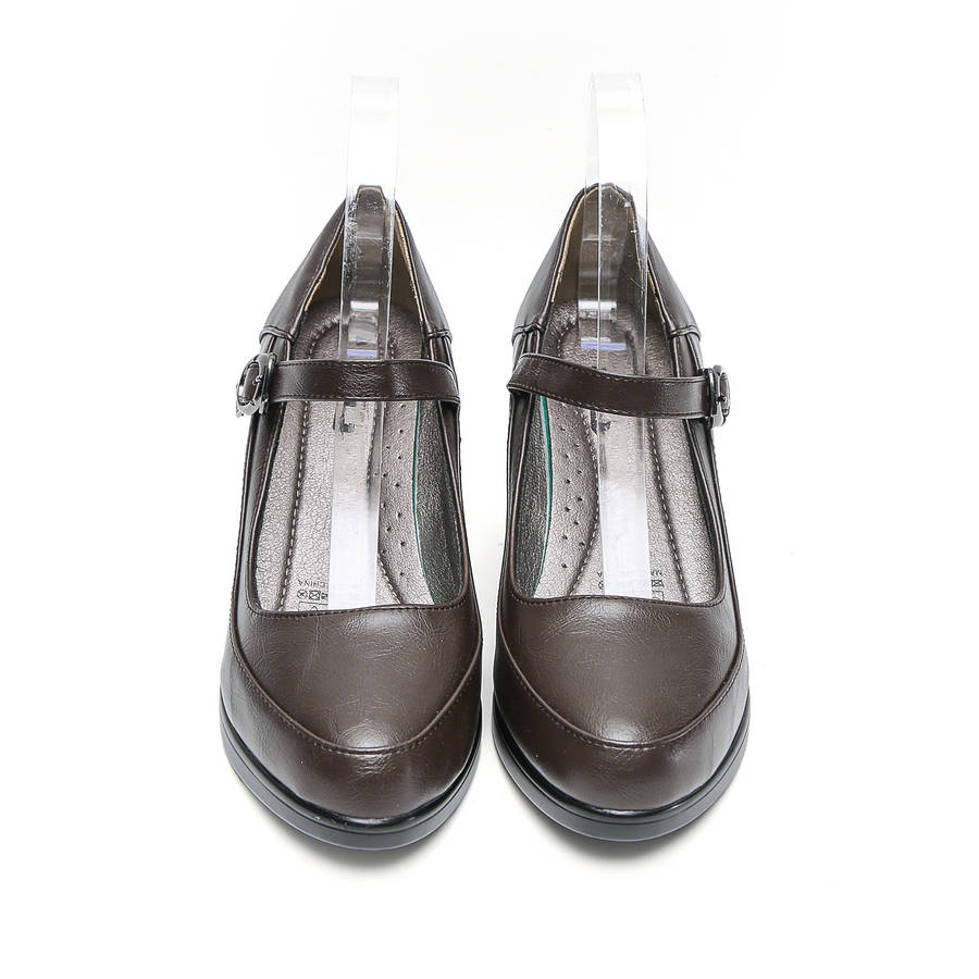 TTP Fashion Platform Block Heel Courts with Ankle Strap XBK3503