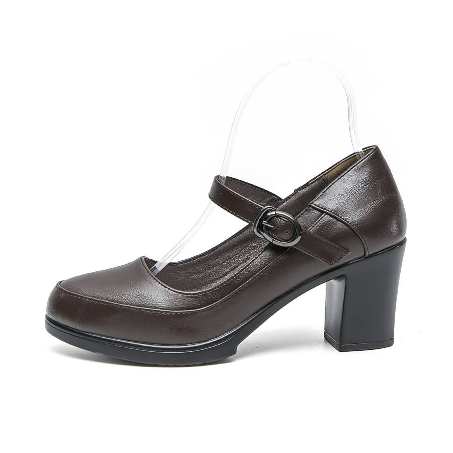TTP Fashion Platform Block Heel Courts with Ankle Strap XBK3503