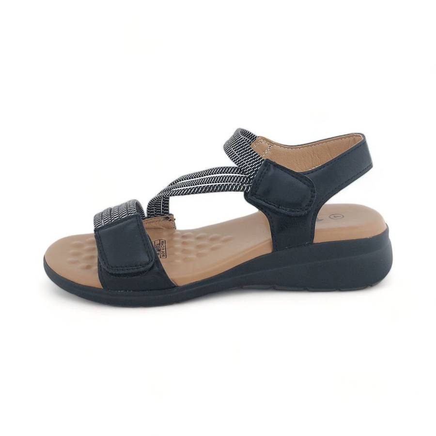 TTP Women Strappy Cushioned Sandal with Velcro Ankle Strap XB2308-2