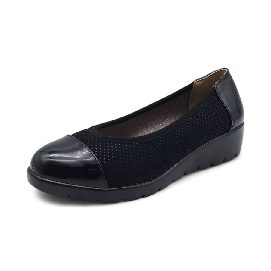 TTP Women Black Wedge Round Toe Loafers XB3508-1