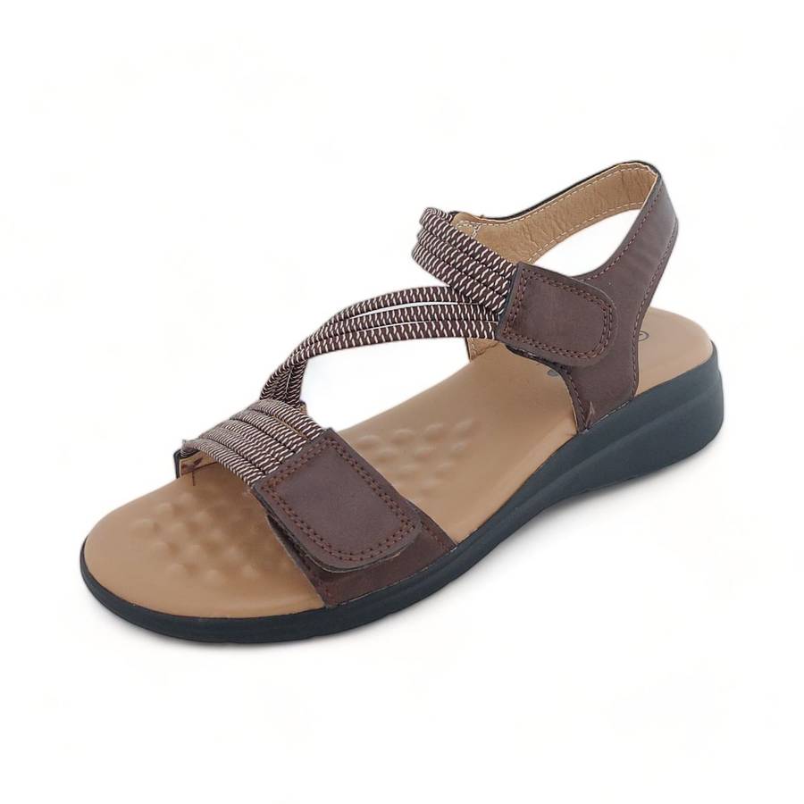 TTP Women Strappy Cushioned Sandal with Velcro Ankle Strap XB2308-2