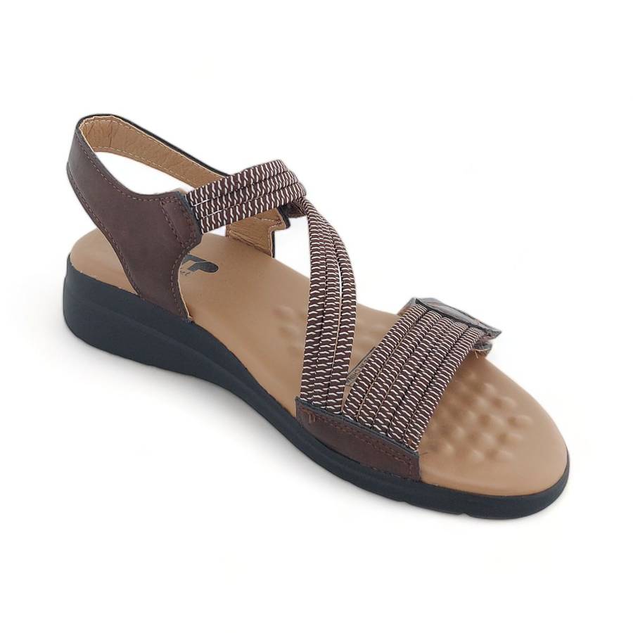 TTP Women Strappy Cushioned Sandal with Velcro Ankle Strap XB2308-2