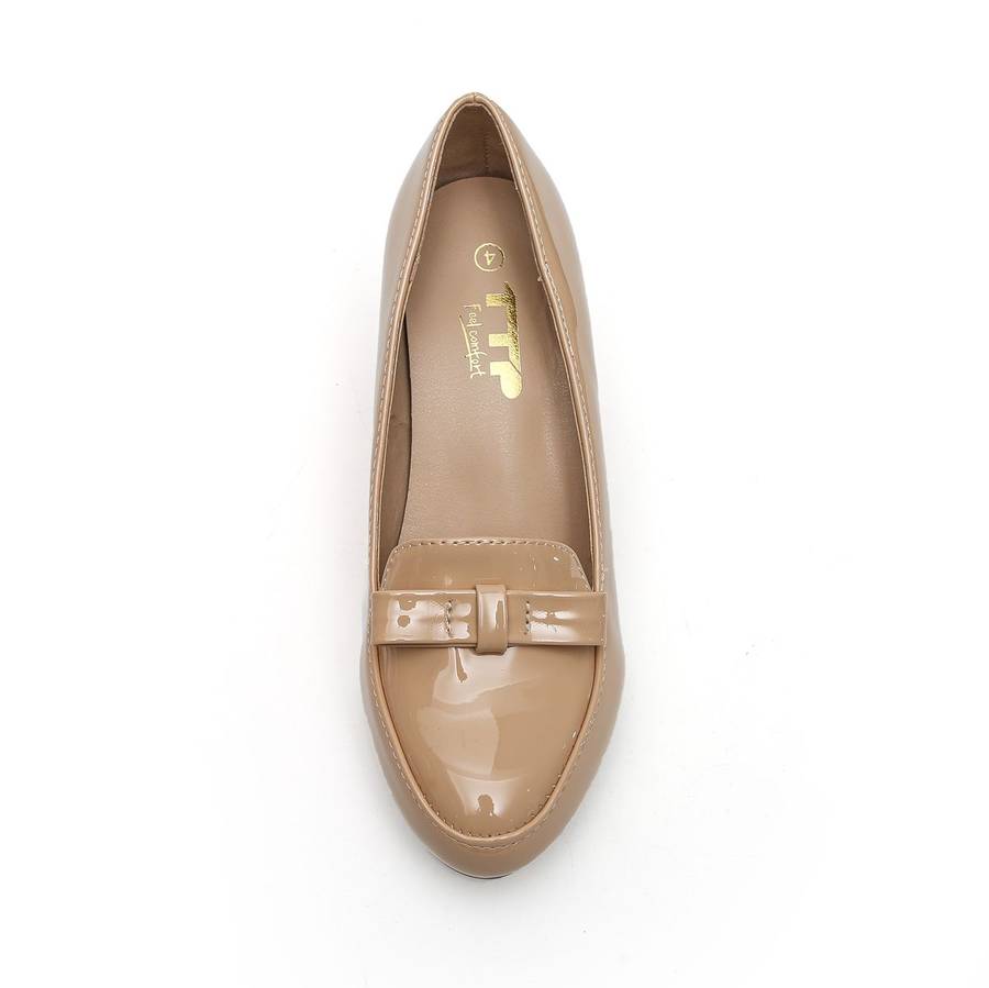 TTP Women Patent PU Block Heel Courts with Bow Decor JSF58
