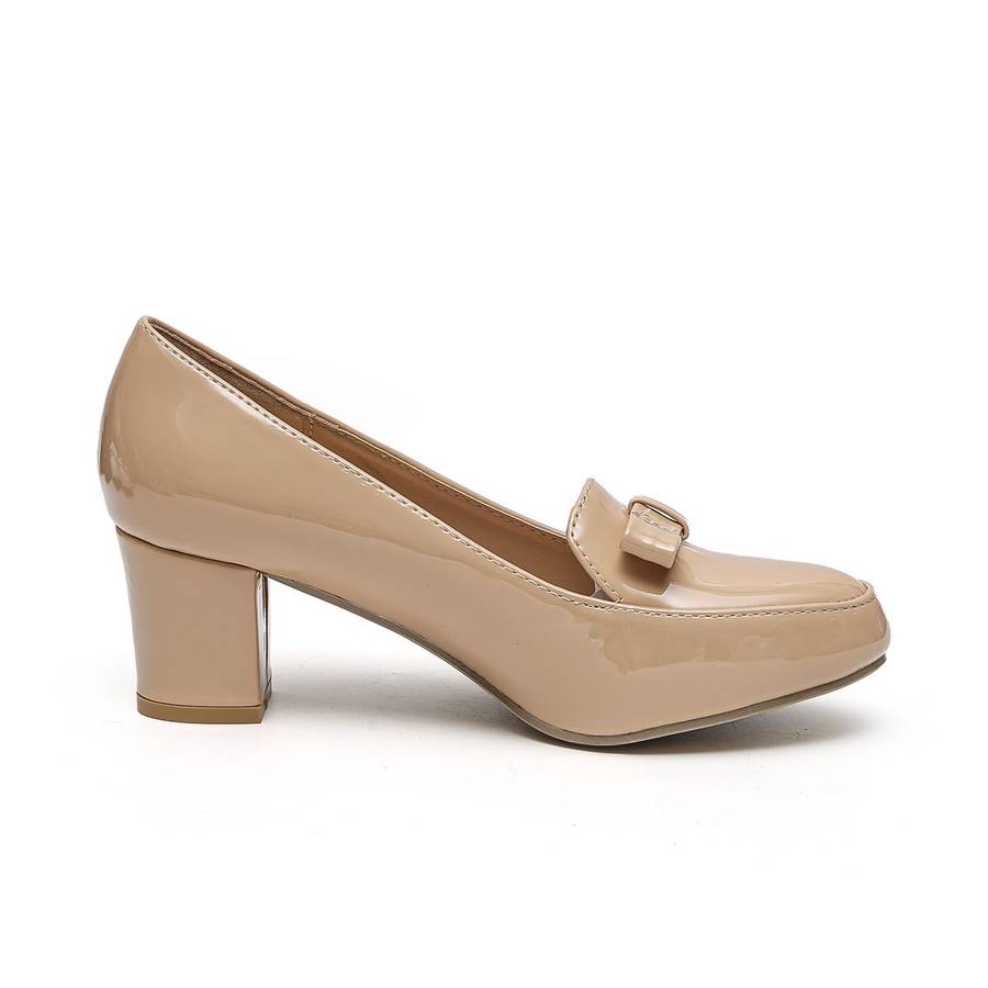 TTP Women Patent PU Block Heel Courts with Bow Decor JSF58