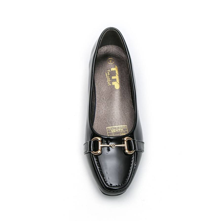 TTP Low Block Heel Patent PU Courts with Link Decor JSF60