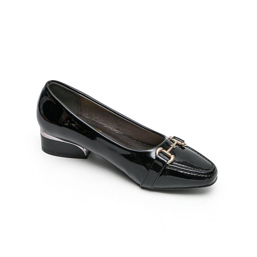 TTP Low Block Heel Patent PU Courts with Link Decor JSF60