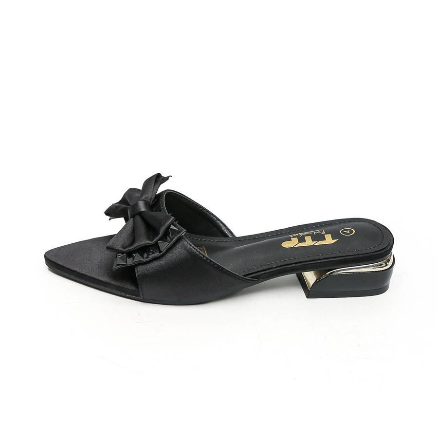 TTP Women Textile Slide Sandals with Bow Decor JSF62