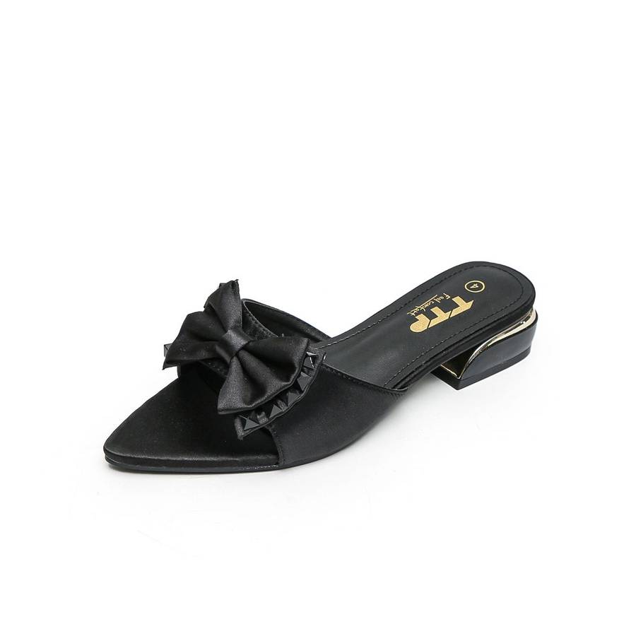 TTP Women Textile Slide Sandals with Bow Decor JSF62