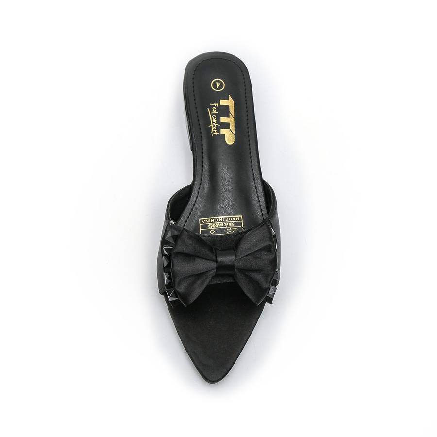 TTP Women Textile Slide Sandals with Bow Decor JSF62