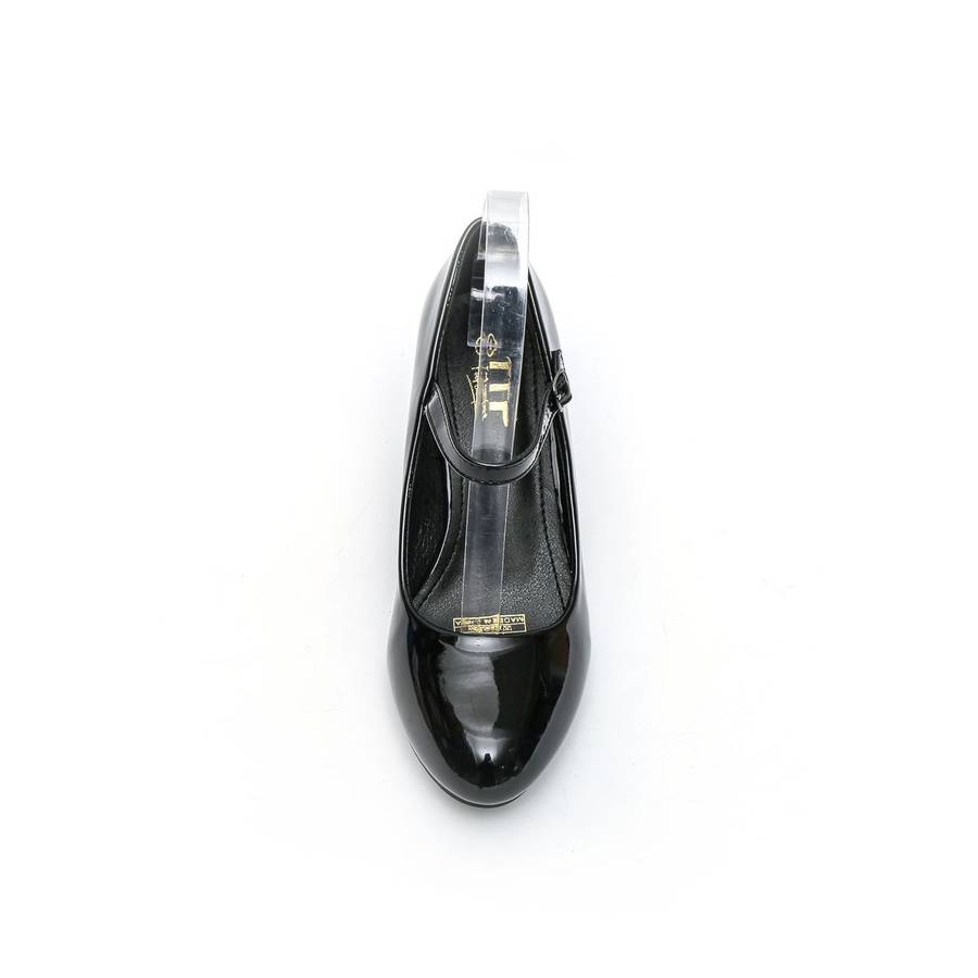 TTP Women Patent PU Block Heel Courts With Ankle Strap JSF66