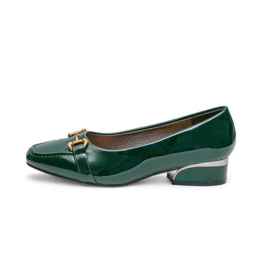 TTP Low Block Heel Patent PU Courts with Link Decor JSF60