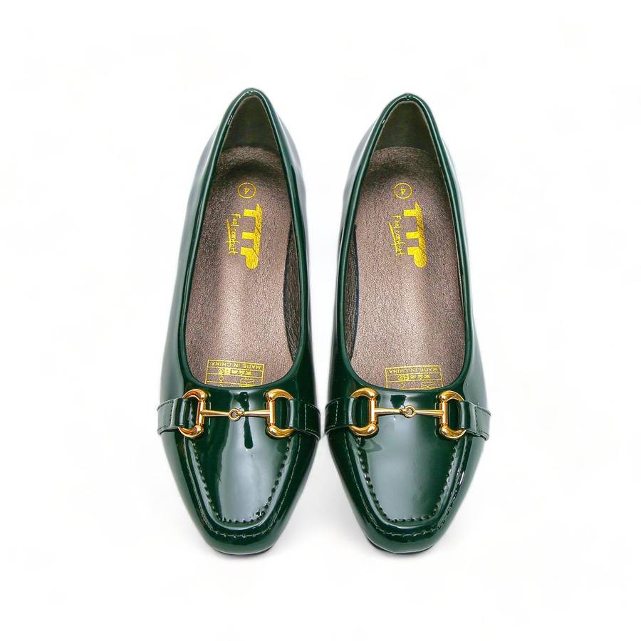 TTP Low Block Heel Patent PU Courts with Link Decor JSF60