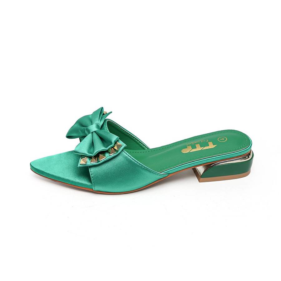 TTP Women Textile Slide Sandals with Bow Decor JSF62