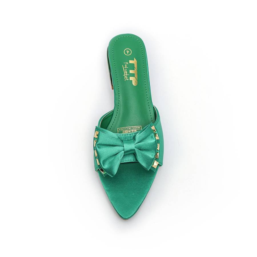 TTP Women Textile Slide Sandals with Bow Decor JSF62