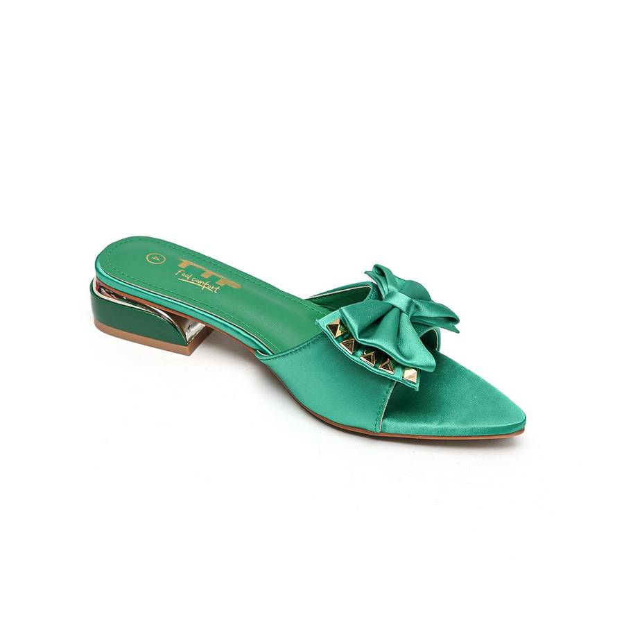 TTP Women Textile Slide Sandals with Bow Decor JSF62