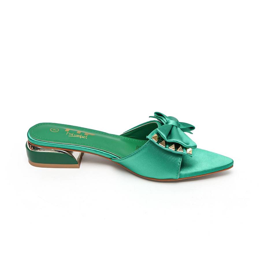TTP Women Textile Slide Sandals with Bow Decor JSF62