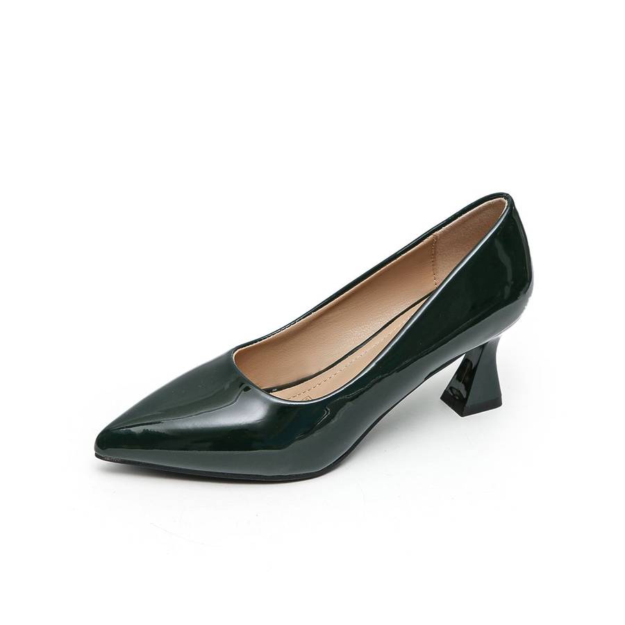 TTP Women Spool Heel Patent PU Slip On Heels JSF65