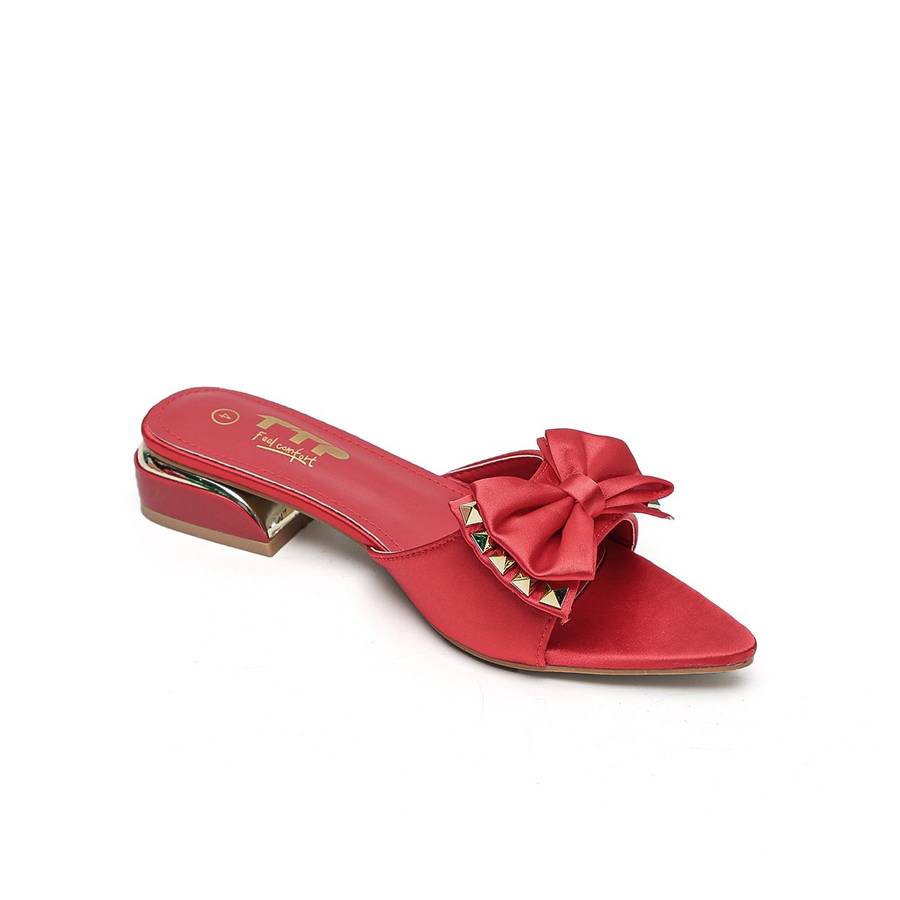 TTP Women Textile Slide Sandals with Bow Decor JSF62