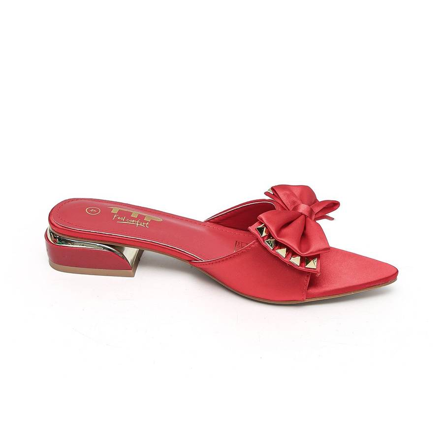TTP Women Textile Slide Sandals with Bow Decor JSF62