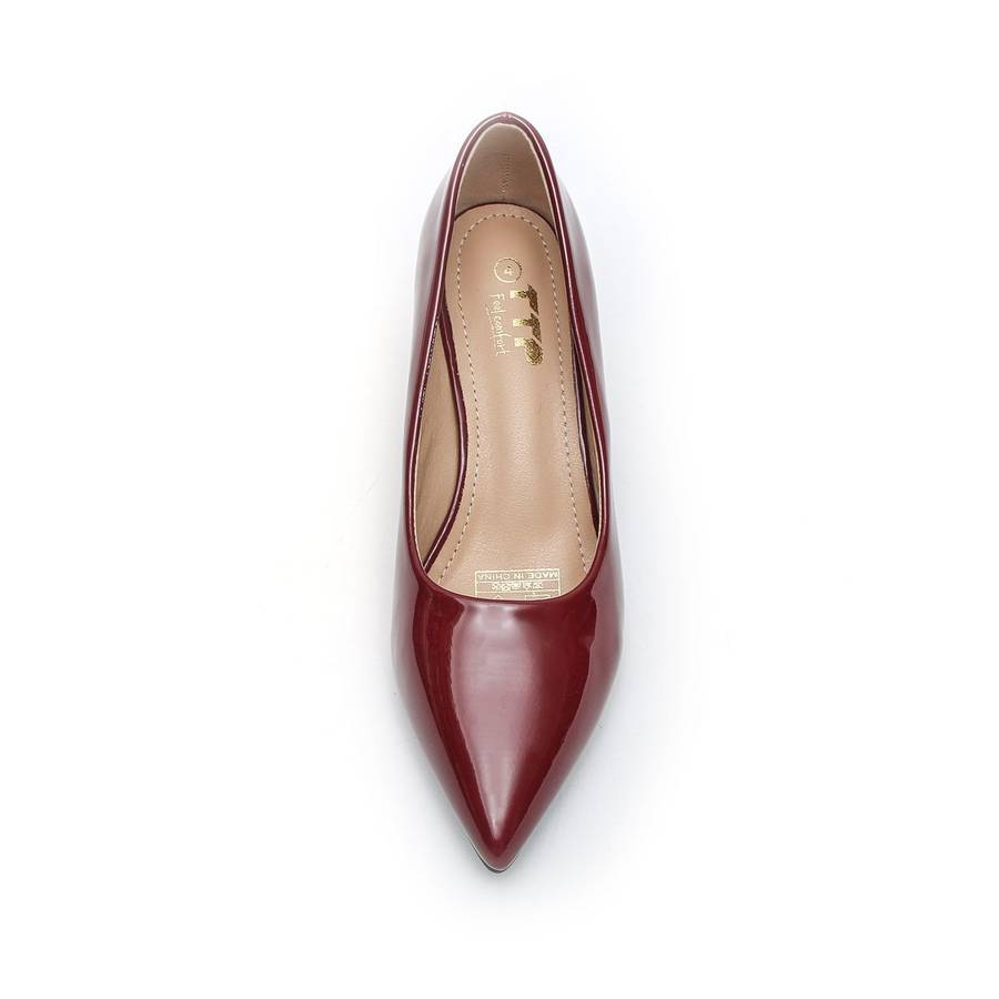 TTP Women Spool Heel Patent PU Slip On Heels JSF65
