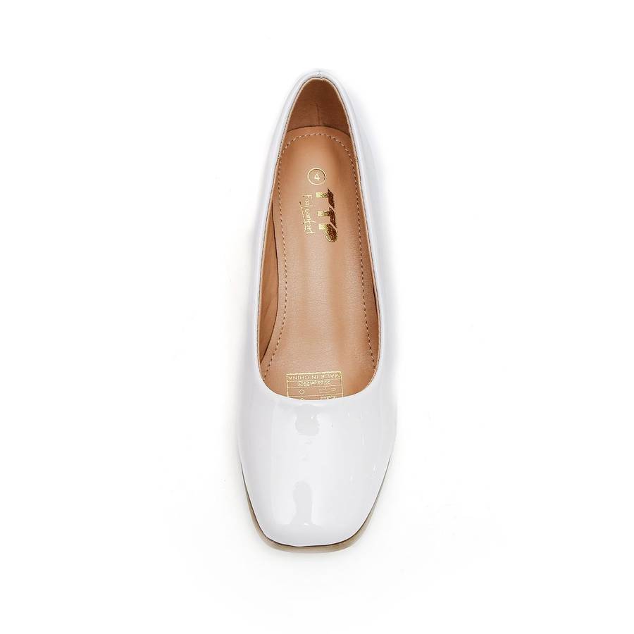 TTP Ladies Square Toe Patent PU Flare Heels JSF57