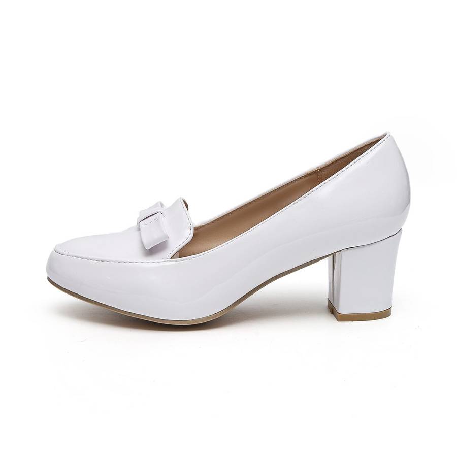 TTP Women Patent PU Block Heel Courts with Bow Decor JSF58