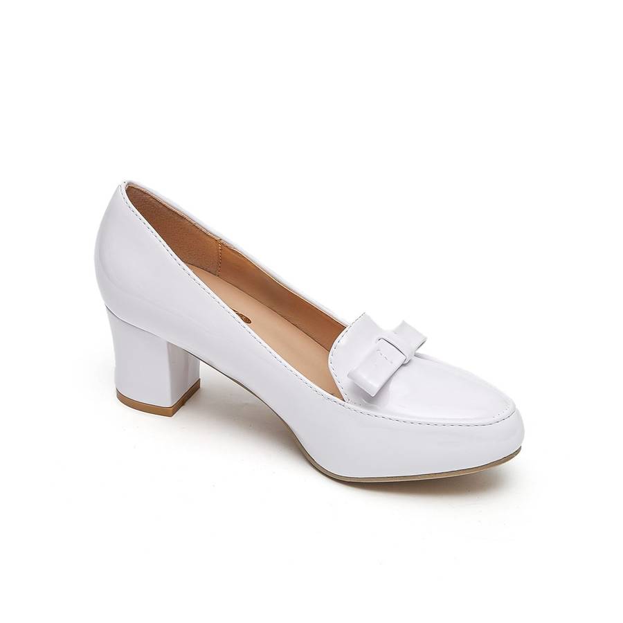 TTP Women Patent PU Block Heel Courts with Bow Decor JSF58