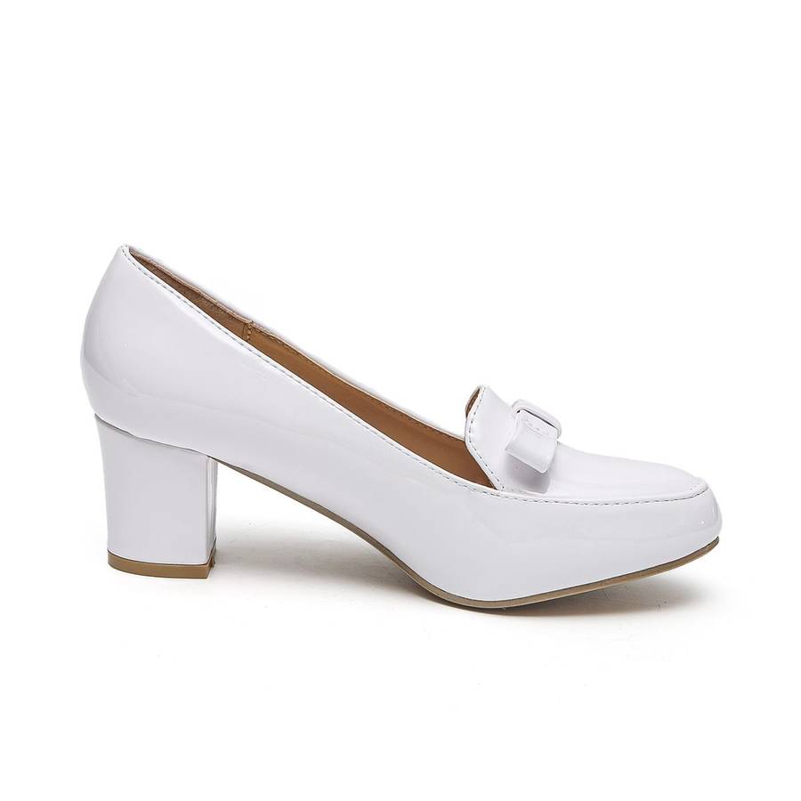 TTP Women Patent PU Block Heel Courts with Bow Decor JSF58