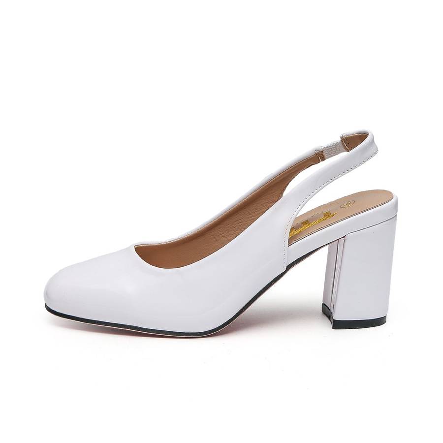 TTP Women's Block Heel Slingback Patent PU Heels JSF59