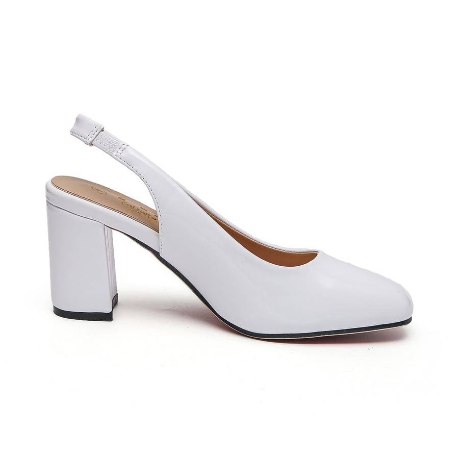 TTP Women's Block Heel Slingback Patent PU Heels JSF59