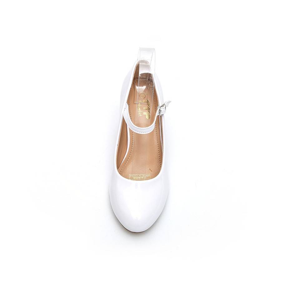 TTP Women Patent PU Block Heel Courts With Ankle Strap JSF66